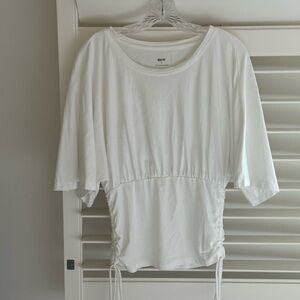 Maeve White Ruched Relaxed T-Shirt